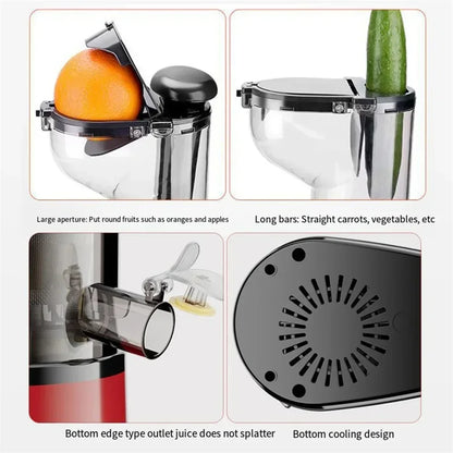 Electric Juicer Machine wide Feed fall Slow Masticating Juicer For Fruit and vegtable Kitchen Home Blender Orange Juice Maker