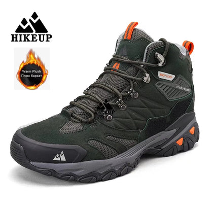 HIKEUP New Men‘s Hiking Shoes Leather Outdoor Sneakers for Men Trekking Boots Male Camping Hunting Mens Tactical Ankle Boots