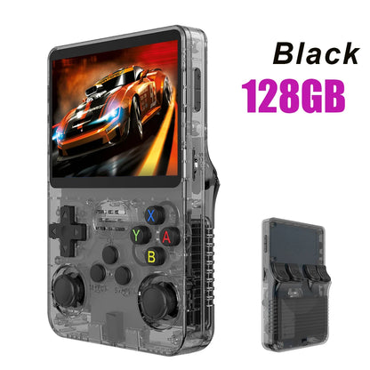 128G Open Source R36S Retro Handheld-Videospielkonsole Linux-System 3,5-Zoll-IPS-Bildschirm Tragbarer Taschenvideoplayer 64GB Spiele