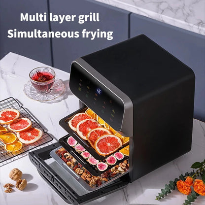 12L Large Capacity Electric Air Fryers Oil-free Automatic Household Kitchen 360°Baking Convection Oven Deep Fryer without Oil