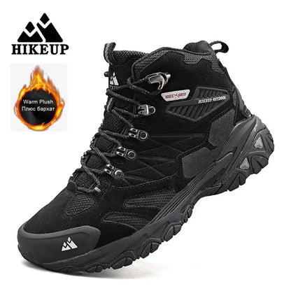 HIKEUP New Men‘s Hiking Shoes Leather Outdoor Sneakers for Men Trekking Boots Male Camping Hunting Mens Tactical Ankle Boots