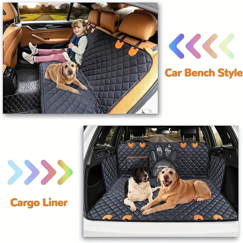 Universal Pet Seat Cover for Car Rear Seat, 100% Waterproof Dog Car Hammock with Visual Mesh Window and Side Zipper