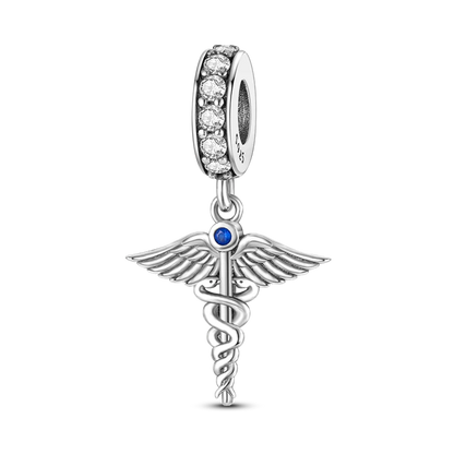 925 Silver Angel Baby Charms Zirconium Heart Shape Angel Wings Dangle Beads Fit Bangle Bracelet Necklace DIY Jewelry Marking