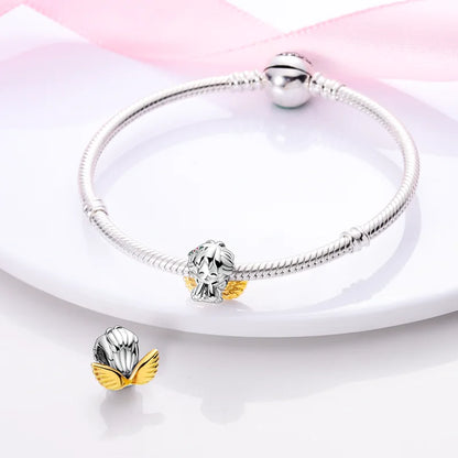 925 Silver Angel Baby Charms Zirconium Heart Shape Angel Wings Dangle Beads Fit Bangle Bracelet Necklace DIY Jewelry Marking