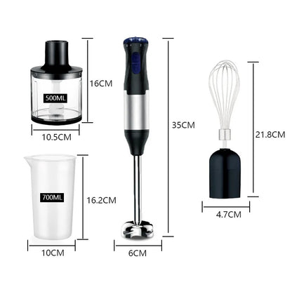 Hand Immersion Blender 1000W Powerful 4-in-1,Stainless Steel Stick Food Mixer,700ml Mixing Beaker,500ml Processor,Whisk