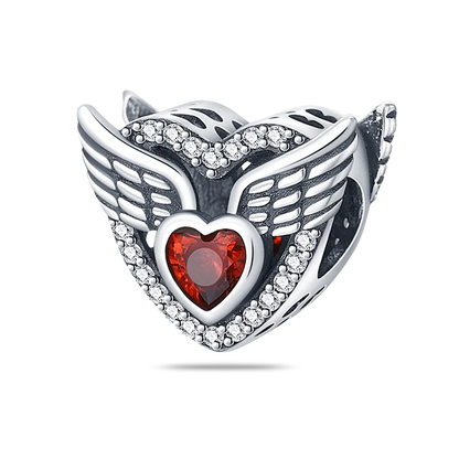 925 Silver Angel Baby Charms Zirconium Heart Shape Angel Wings Dangle Beads Fit Bangle Bracelet Necklace DIY Jewelry Marking