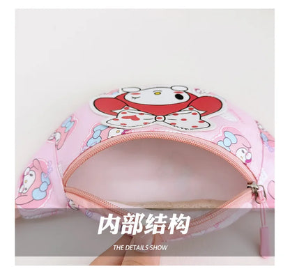 Anime Hello Kitty Kuromi Melody Kids Cartoons Cute Nylon Fanny Pack Shoulder Messenger Fanny Bag Travel Storage Bag Girls Gifts