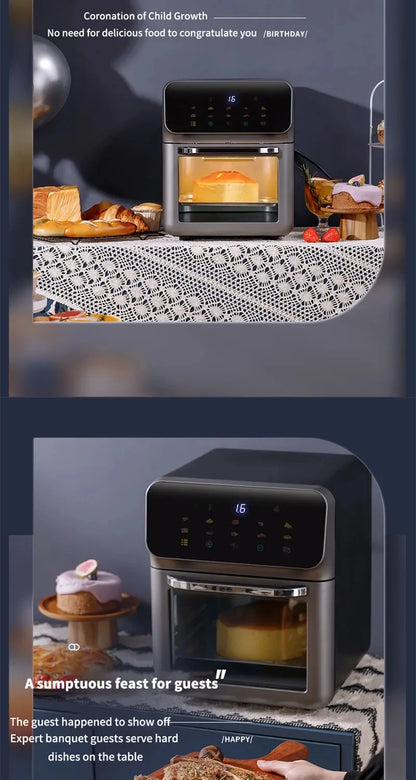 12L Large Capacity Electric Air Fryers Oil-free Automatic Household Kitchen 360°Baking Convection Oven Deep Fryer without Oil