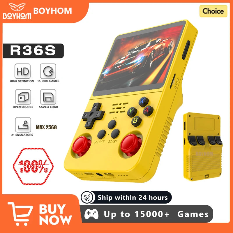 Open Source R36S Retro Handheld Video Game Console Linux System 3.5 Inch IPS Screen Portable Pocket Video Player 64GB 128G Games