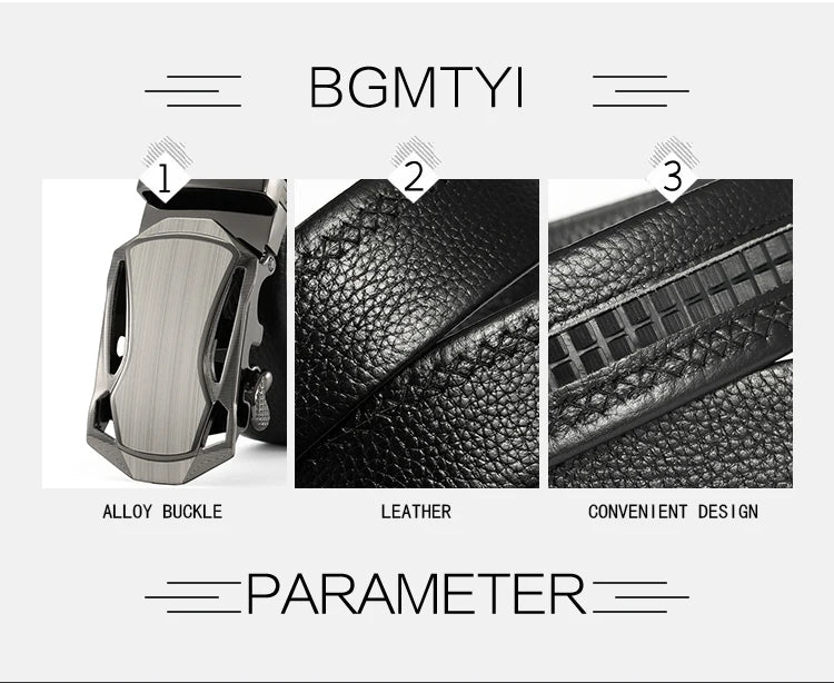 Men Belt Metal Luxury Brand Automatic Buckle Leather High Quality Belts for Men Business Work Casual Strap ZDP001A