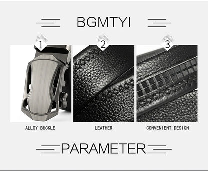 Men Belt Metal Luxury Brand Automatic Buckle Leather High Quality Belts for Men Business Work Casual Strap ZDP001A