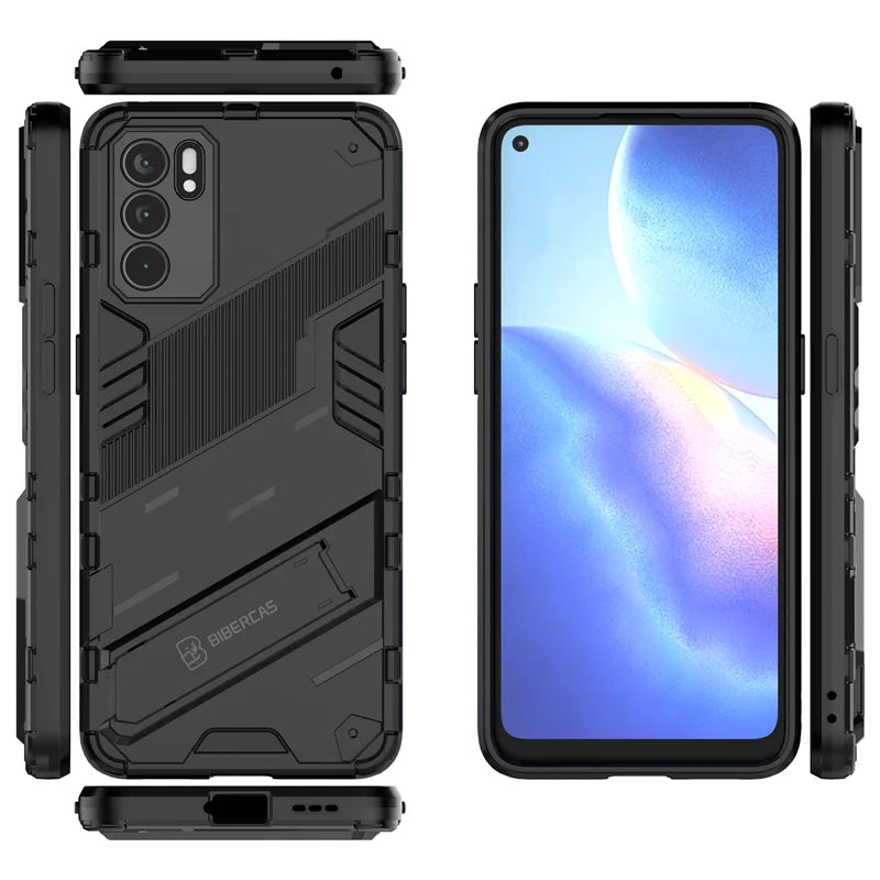 For Oppo Reno6 5G Case Reno 6 Pro 5G Cover Shockproof Bumper Bracket KickStand Holder Full Protect Armor Phone Case Reno 6 5G