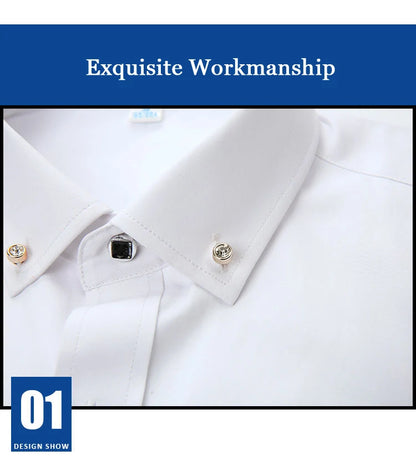 High Quality Non-ironing Men Dress Shirt Short Sleeve New Solid Male Clothing Fit Business Shirts White Blue Navy Black Red