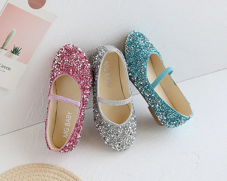 2024 Spring 1 to 12 years old girls dress shoes Beauty Pointed Toe Teen Girl Leather Shoes Bling Princess Wedding Shoes F12131