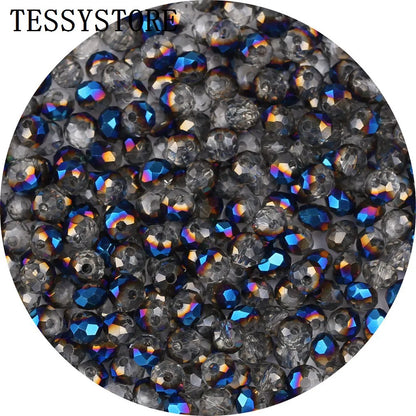 4mm/6mm Austria Faceted Crystal Beads High Quality Multicolor Loose Spacer Round Glass Beads For Jewelry Making Diy Accessories