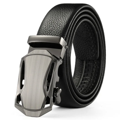 Men Belt Metal Luxury Brand Automatic Buckle Leather High Quality Belts for Men Business Work Casual Strap ZDP001A