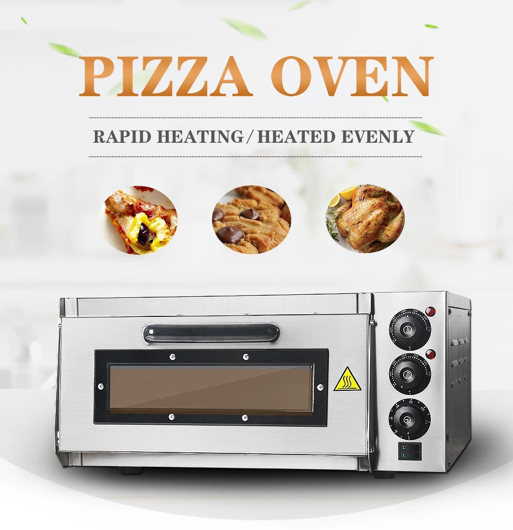 ITOP Electric Pizza Oven Baking Machine Stainless Steel Commercial / Househould Pizza Cooker Bakery Stone Dual Heating Elements