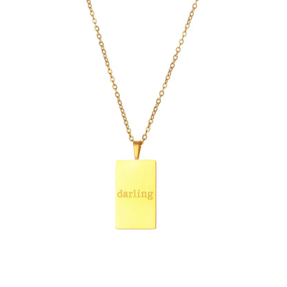 E.B.belle Individuality MessageTarot Necklace Stainless Steel 18k Gold Plated Tarnish Free Square Geometric Gold Necklace