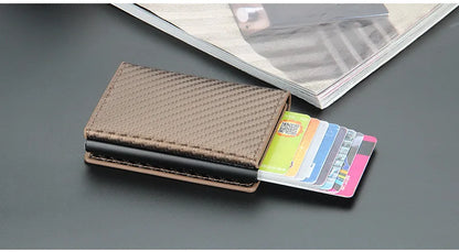 2024 Rfid Men Card Wallets Magnetic Button Free Name Customized Small Card Wallets Carbon Fiber Mini Wallet Qaulity Male Purses