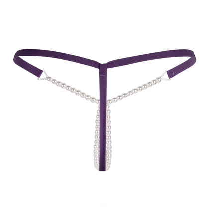 Sexy Pearl G-string Elastic Crotchless Briefs Thongs Briefs Underwear G-string Nightwear Women's Erotic Panties Underwear