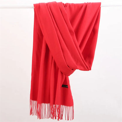 Fashion Solid Color 2021 Designer Women Scarf Winter Hijabs Tassels Long Lady Shawls Cashmere Like Pashmina Hijabs Scarves Wraps