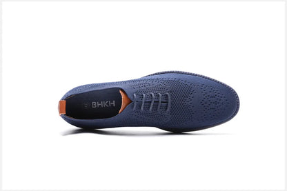 BHKH 2024 Breathable Knitted Mesh Casual Shoes Lightweight Smart Casual Shoes Office Work Footwear Men Shoes