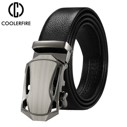 Men Belt Metal Luxury Brand Automatic Buckle Leather High Quality Belts for Men Business Work Casual Strap ZDP001A