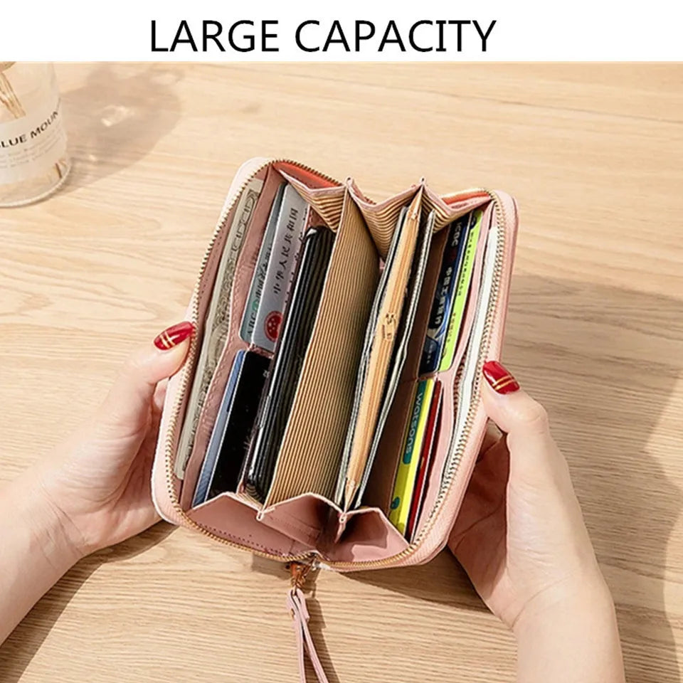 Women Wallets Long Sequined Patchwork PU Leather Forever Young Wallet Female Designer Luxury Fashion Money Purse Clutch Bag