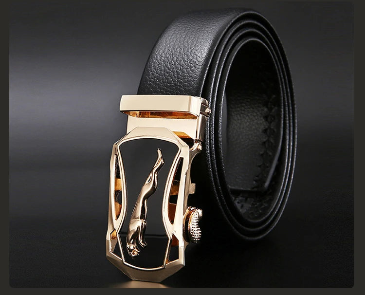 Men Belt Metal Luxury Brand Automatic Buckle Leather High Quality Belts for Men Business Work Casual Strap ZDP001A