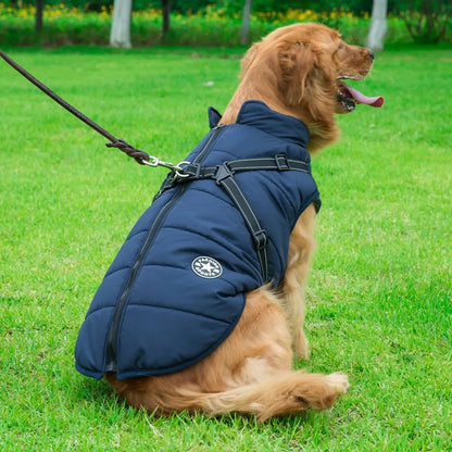 Winter Warm Dog Jacket Waterproof Pet Coat for Small Large Dog Clothes Fleece with Harness Puppy Vest Chihuahua Labrador Costume