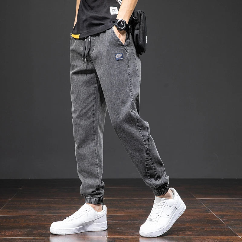 Spring Summer Black Blue Cargo Jeans Men Streetwear Denim Jogger Pants Men Baggy Harem Jean Trousers Plus Size