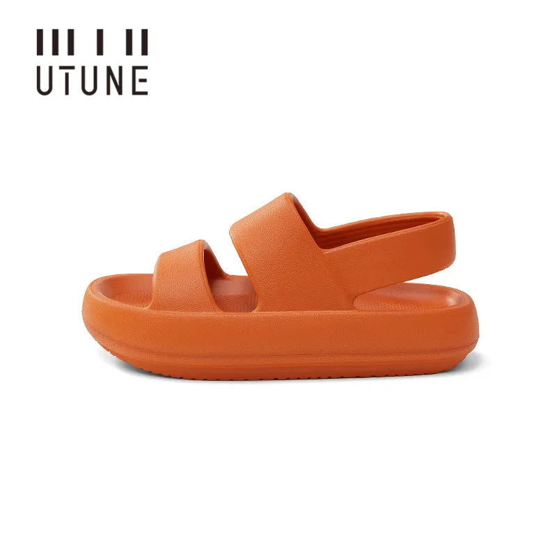 UTUNE Women Sandals Summer Platform Shoes Beach Outside EVA Slides Slippers Men Soft Thick Sole Non-slip Indoor Plus Size 42 43