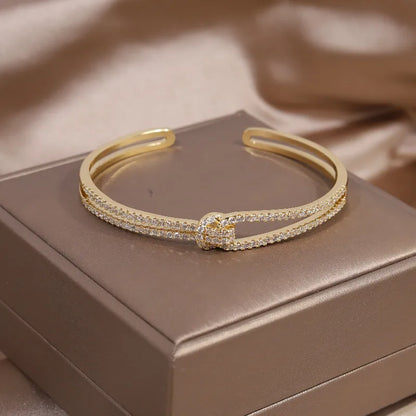 exquisite AAA luxury full zircon knot bracelet elegant women's wedding party opening adjustable bracelet