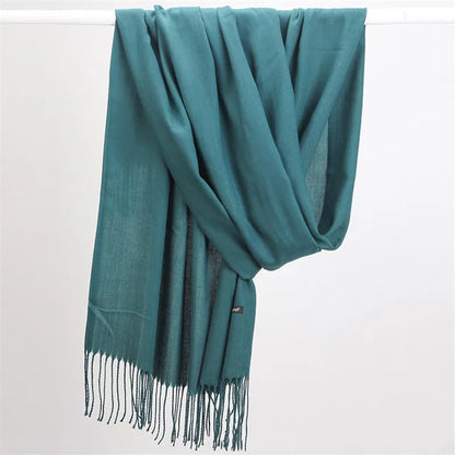 Fashion Solid Color 2021 Designer Women Scarf Winter Hijabs Tassels Long Lady Shawls Cashmere Like Pashmina Hijabs Scarves Wraps