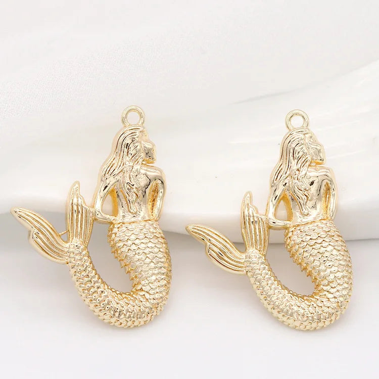 (129) 12x23MM 24K Gold Color Plated Brass Fish Charms Pendants High Quality Jewelry Accessories