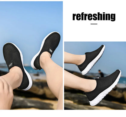 Summer Mesh Men Shoes Sneakers Breathable Flat Shoes Slip-on Sport Trainers Comfortable Lightweight Men Shoes Zapatillas Hombre