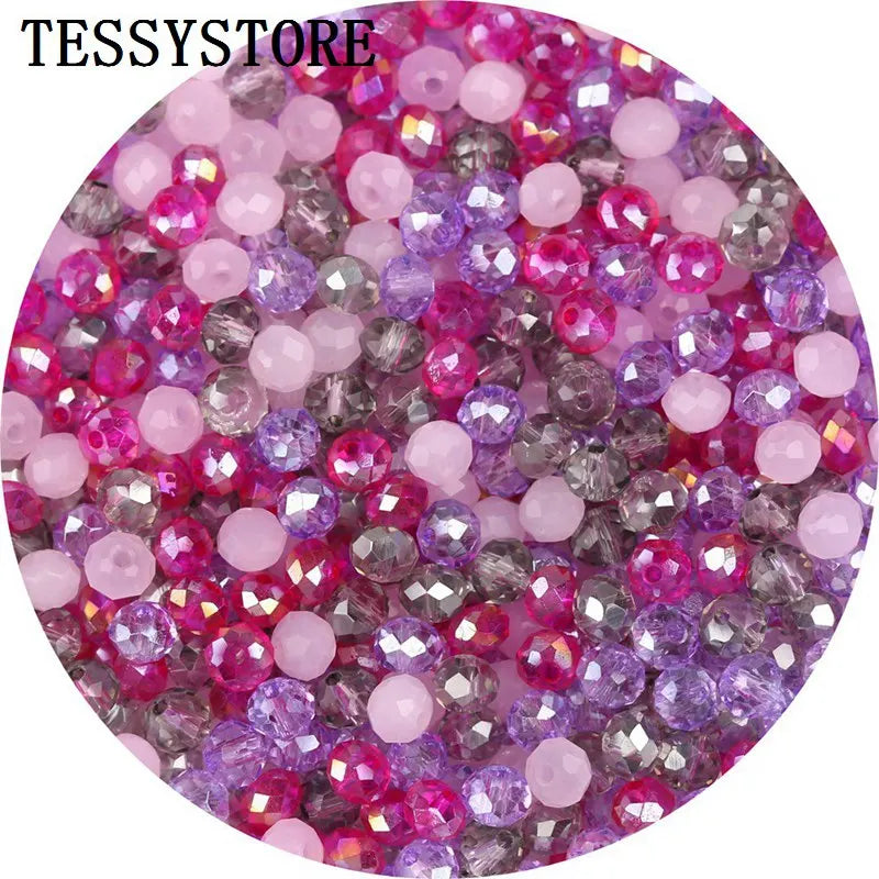 4mm/6mm Austria Faceted Crystal Beads High Quality Multicolor Loose Spacer Round Glass Beads For Jewelry Making Diy Accessories