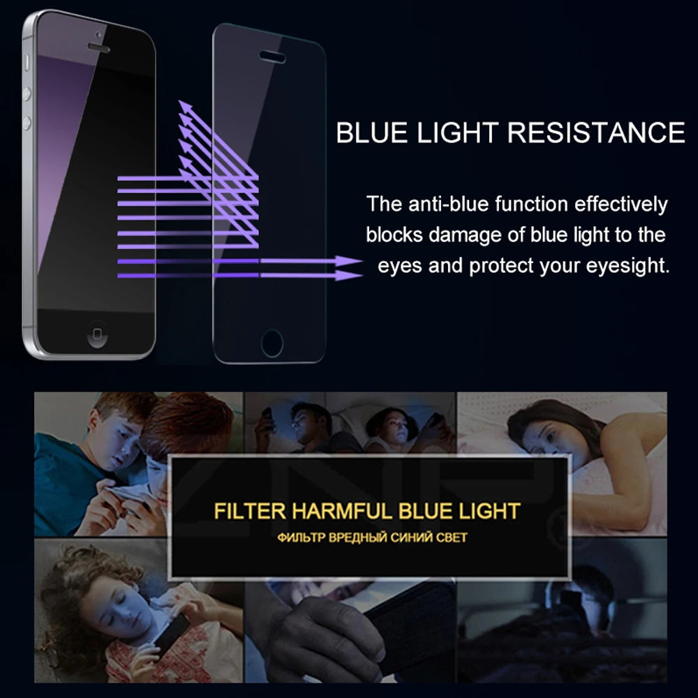 3/2/1Pcs Anti Blue Light tempered glass for iphone X XR XS 11 pro MAX phone screen protector protective film full cover