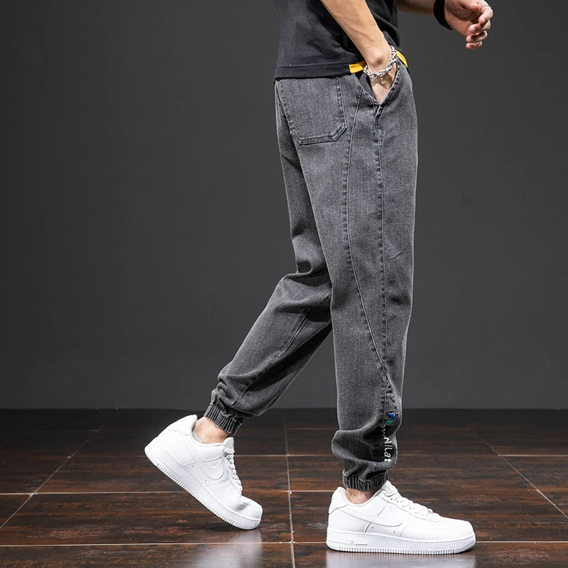 Spring Summer Black Blue Cargo Jeans Men Streetwear Denim Jogger Pants Men Baggy Harem Jean Trousers Plus Size