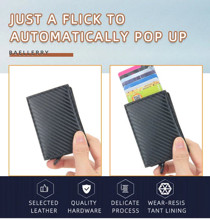 2024 Rfid Men Card Wallets Magnetic Button Free Name Customized Small Card Wallets Carbon Fiber Mini Wallet Qaulity Male Purses