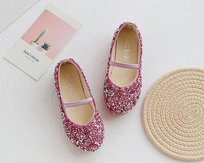 2024 Spring 1 to 12 years old girls dress shoes Beauty Pointed Toe Teen Girl Leather Shoes Bling Princess Wedding Shoes F12131