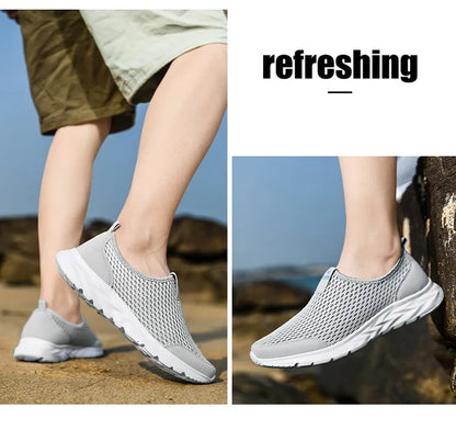 Summer Mesh Men Shoes Sneakers Breathable Flat Shoes Slip-on Sport Trainers Comfortable Lightweight Men Shoes Zapatillas Hombre