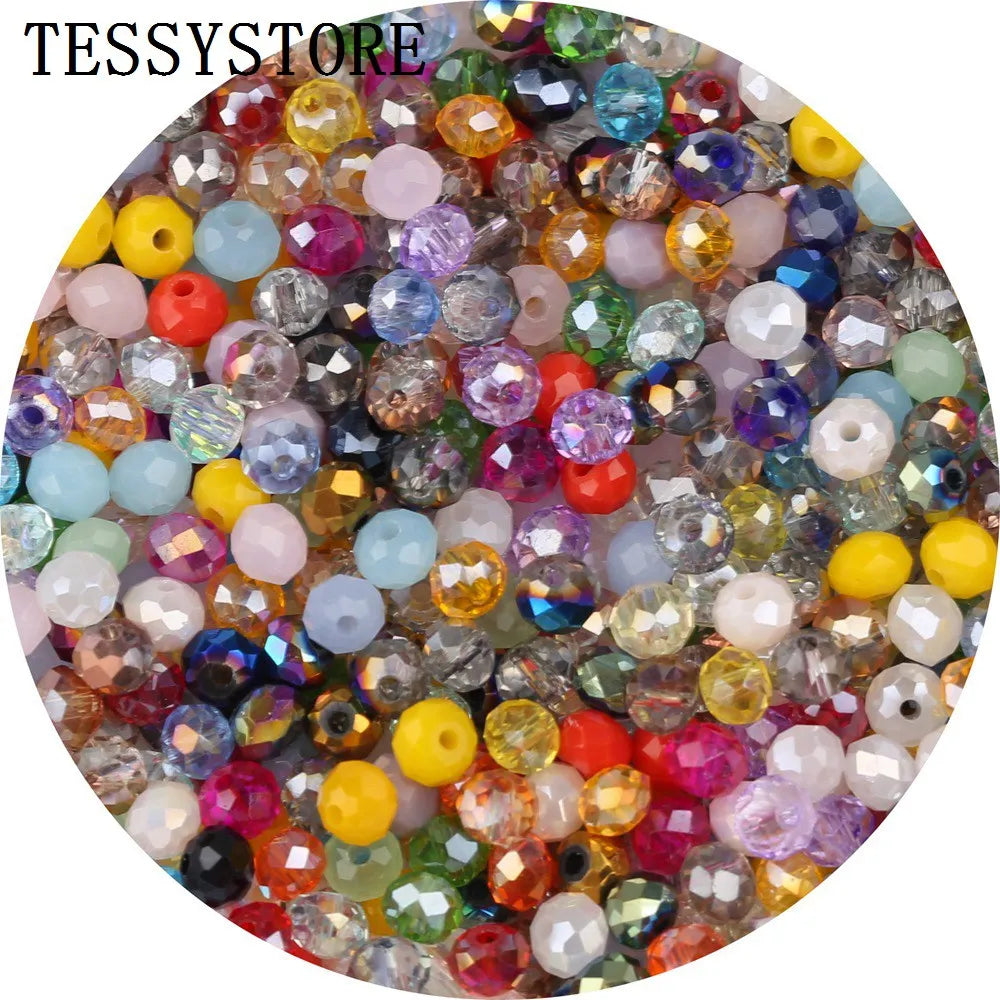 4mm/6mm Austria Faceted Crystal Beads High Quality Multicolor Loose Spacer Round Glass Beads For Jewelry Making Diy Accessories