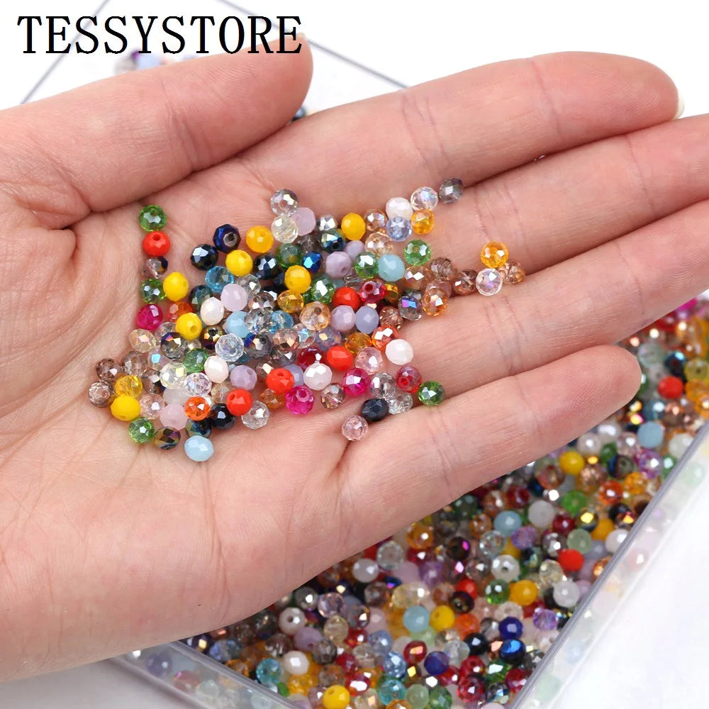 4mm/6mm Austria Faceted Crystal Beads High Quality Multicolor Loose Spacer Round Glass Beads For Jewelry Making Diy Accessories