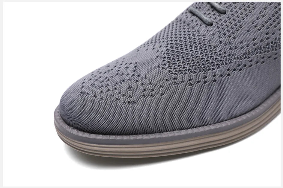 BHKH 2024 Breathable Knitted Mesh Casual Shoes Lightweight Smart Casual Shoes Office Work Footwear Men Shoes