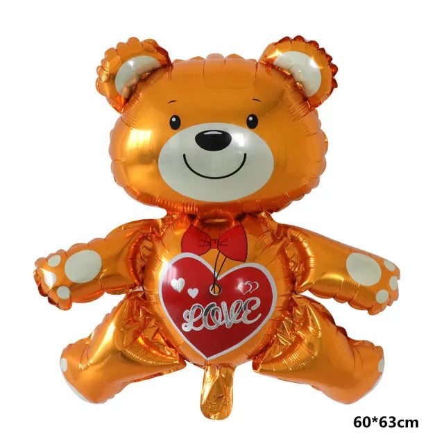 Love Heart Bear Foil Balloons Happy Birthday Valentine’s Day Party Decor Air Helium Globos Wedding Decorations Kids Toys Balloon