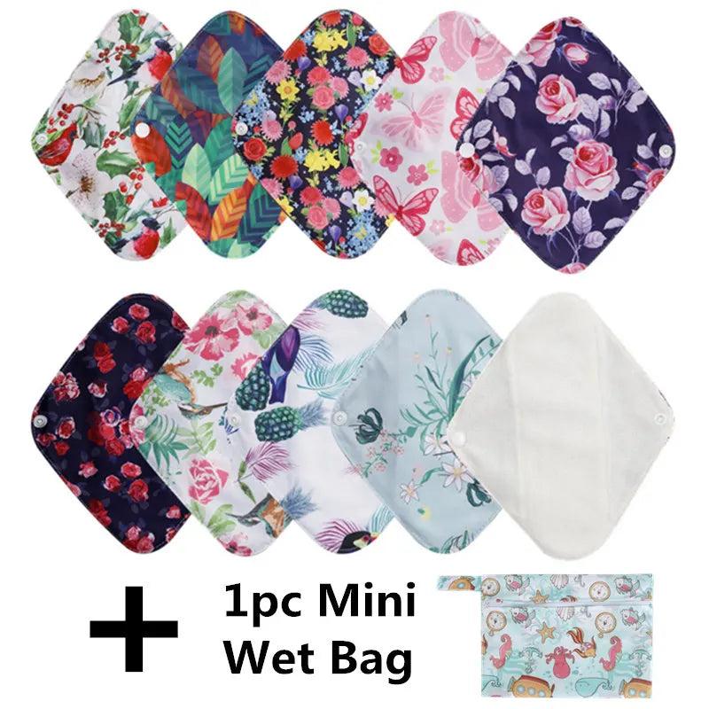 10Pcs Reusable Pads Bamboo Charcoal Pads Sanitary Pads Washable Panty Liner Mama Maternity Menstrual Cotton Pads