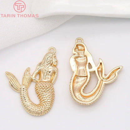 (129) 12x23MM 24K Gold Color Plated Brass Fish Charms Pendants High Quality Jewelry Accessories