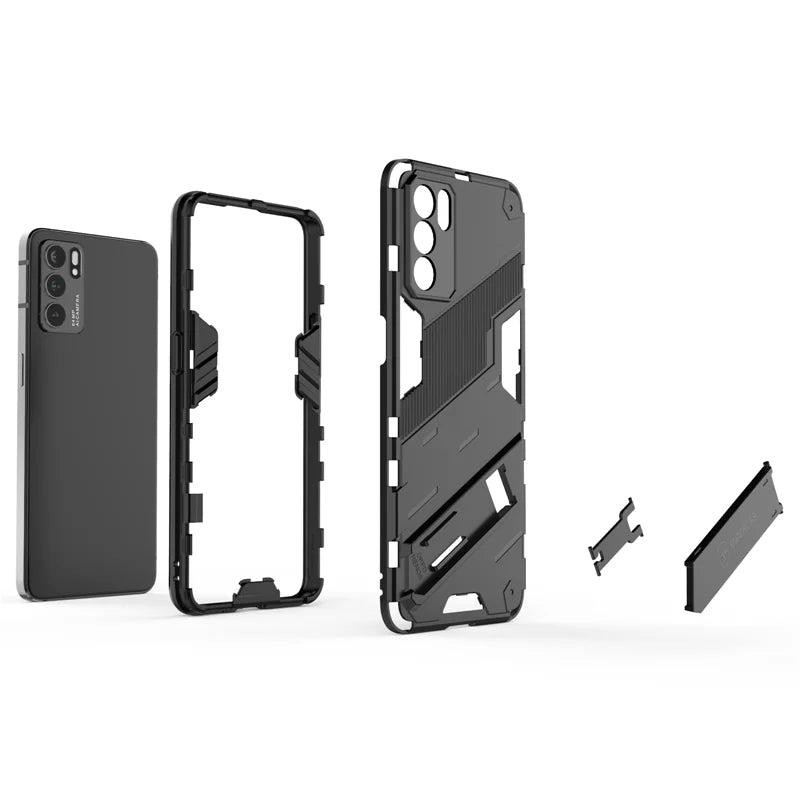 For Oppo Reno6 5G Case Reno 6 Pro 5G Cover Shockproof Bumper Bracket KickStand Holder Full Protect Armor Phone Case Reno 6 5G