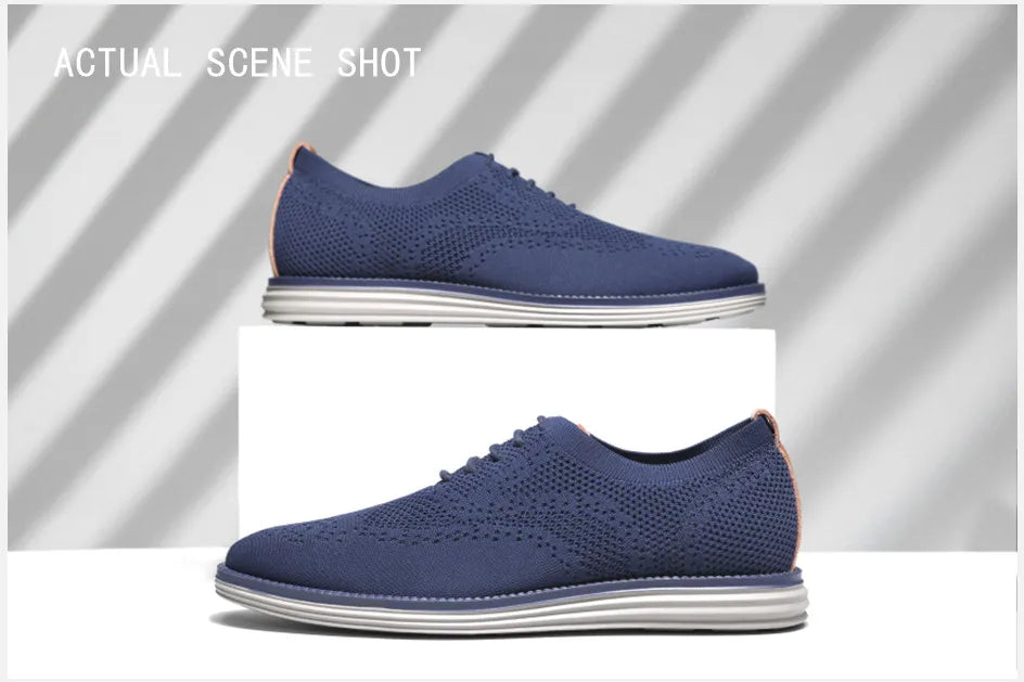 BHKH 2024 Breathable Knitted Mesh Casual Shoes Lightweight Smart Casual Shoes Office Work Footwear Men Shoes